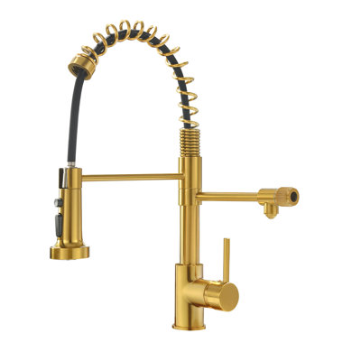 Purifier Kitchen Drinking Water Tap, Pull Down Filter Faucet, Black And Nickel Gold, Independent Cold Hot Release Feature For Sink Faucet In Sink, Filter, Flow Wear Resistance