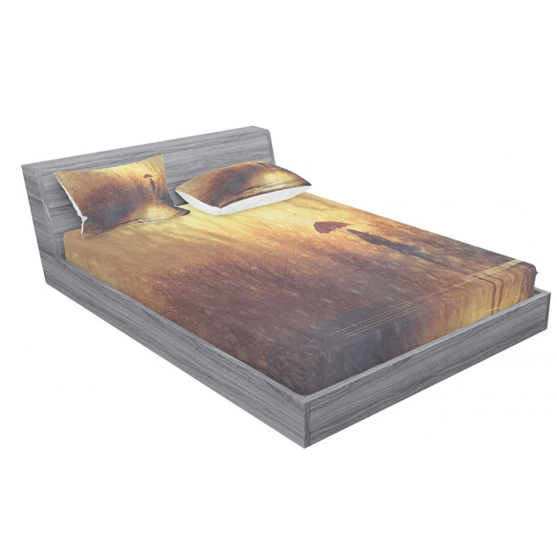 Microfiber Abstract Sheet Set, Queen Sheet Set with Fitted Sheet