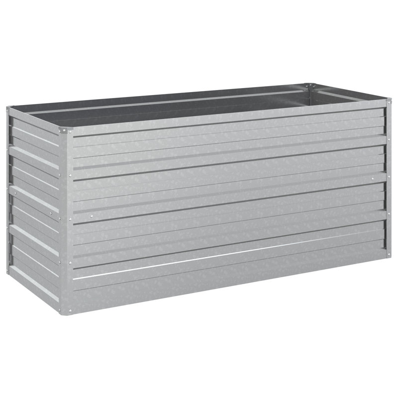 Raised Garden Bed Raised Flower Bed Galvanized Steel Planter, Silver