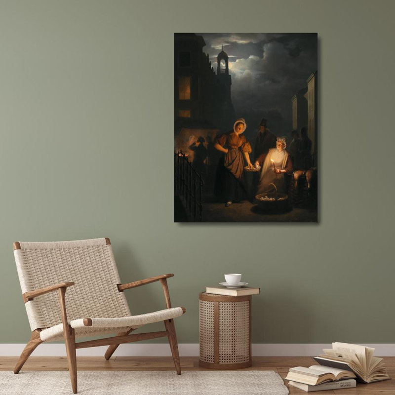 «Night Market in Rotterdam» par Petrus Van Schendel, reproduction d'art sur toile tendue avec châssis, H 40 po x l 28 po