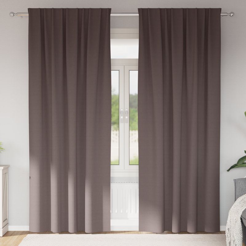 Curtains With Curtains 2 Pcs Polyester, Dark Brown, 140cm Width x 245cm Drop