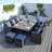 Amher 10 - Person 49.21'' Long Dining Set with Cushions-3150703-104729638