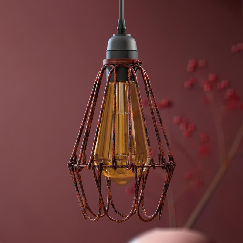 Annjelica 10cm H Metal Empire Lamp Shade, Rustic Red