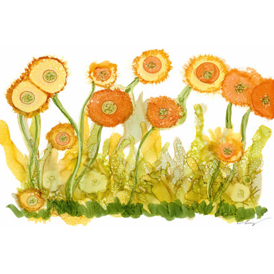 Sunlit Poppies II - Wrapped Canvas Painting