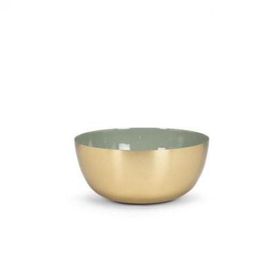 Intérieur vert sauge avec bol extérieur de couleur or