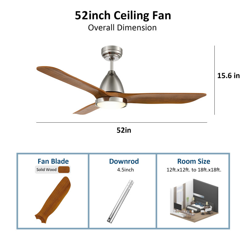 Ventilateur de plafond de 52 po avec éclairage à DEL