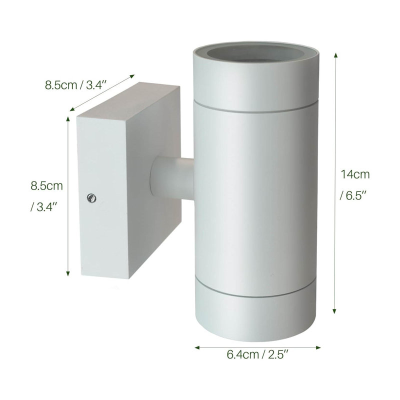 Outdoor Sconce, White, 14cm H x 12cm W x 6.6cm D