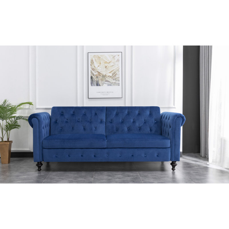 Selene 3 Seater Velvet Sleeper, Blue