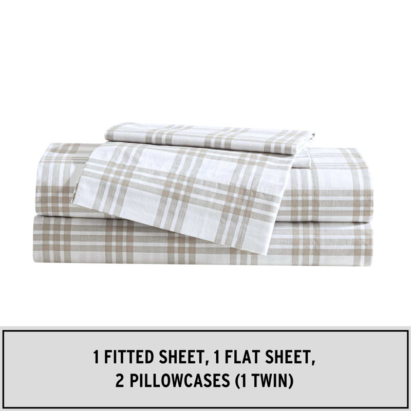Ensemble de draps en percale de coton Shasta Lake , Ensemble de draps pour lit double avec 2 taies d'o