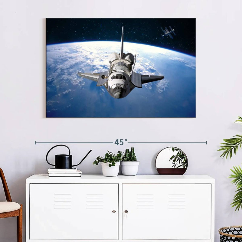 Oberle Space Shuttle Orbiting Earth, 8" H x 12" W