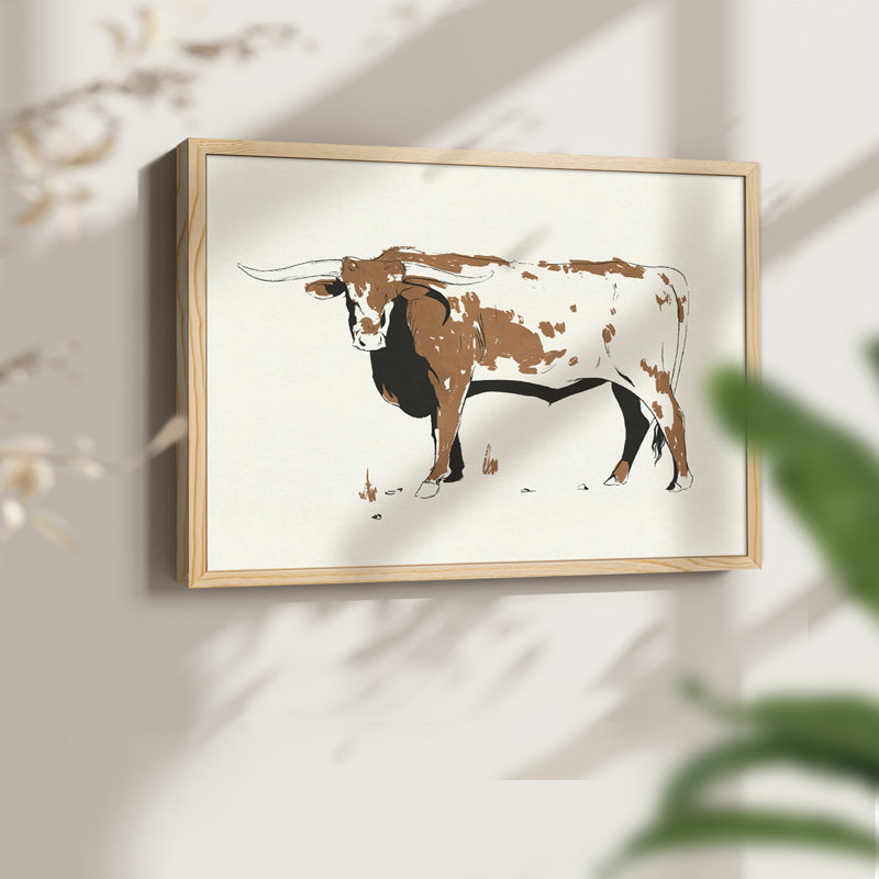 Terre Cotta Steer IV -Framed Print - Restickable, Naturel, H 22 po x l 28 po