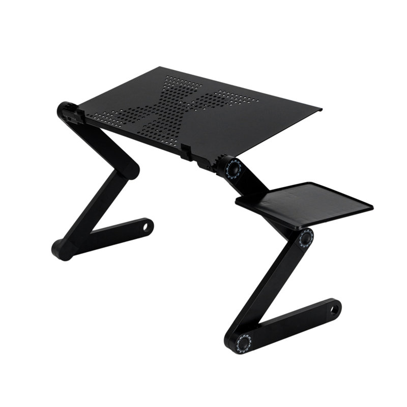 Table pliante portative à 360 degrés avec ventilateur et souris noire