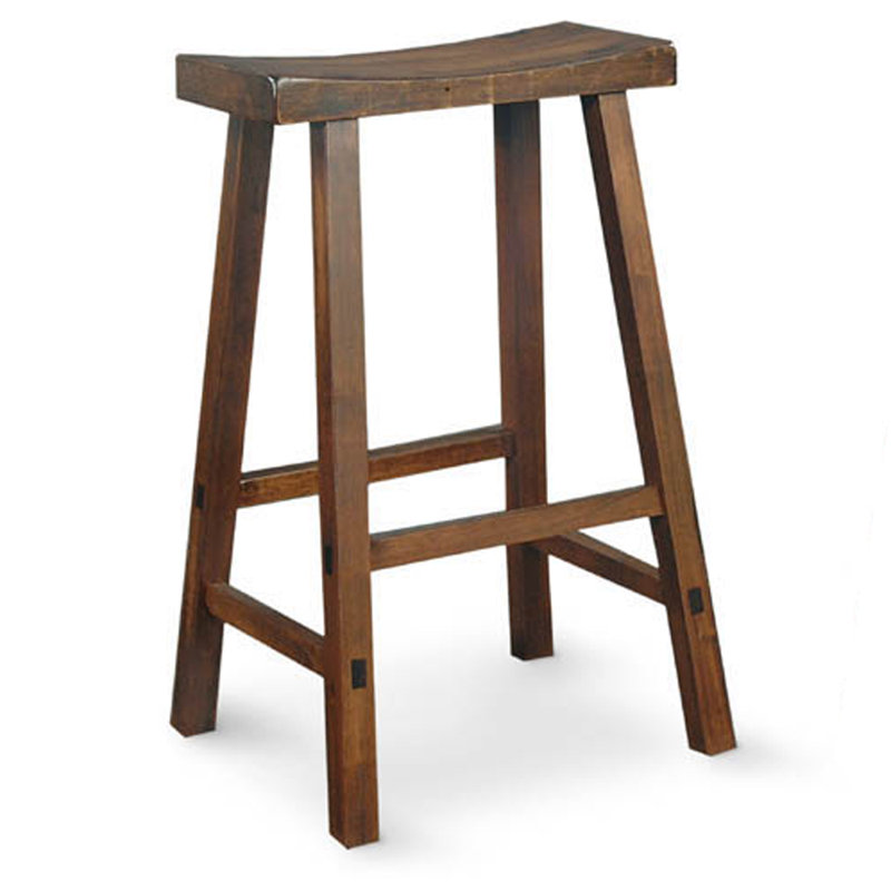 Walnut Saddle Style Backless Wood Counter Stool
