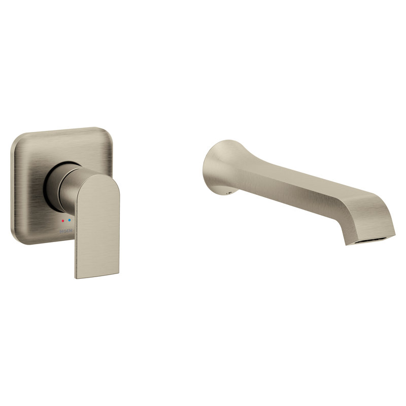 Moen Genta LX Single Handle Wall Mount Tub Filler High Flow Tub Faucet With 10" Spout Reach, Brushed Nickel