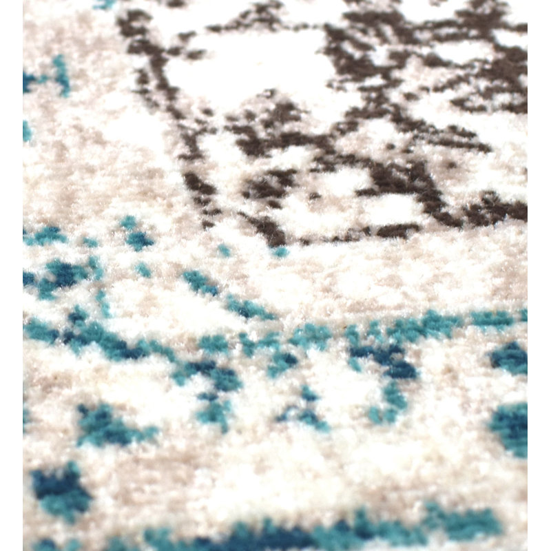 Tapis bleu sarcelle Harlow, Rectangle 2 pi 6 po x 4 pi