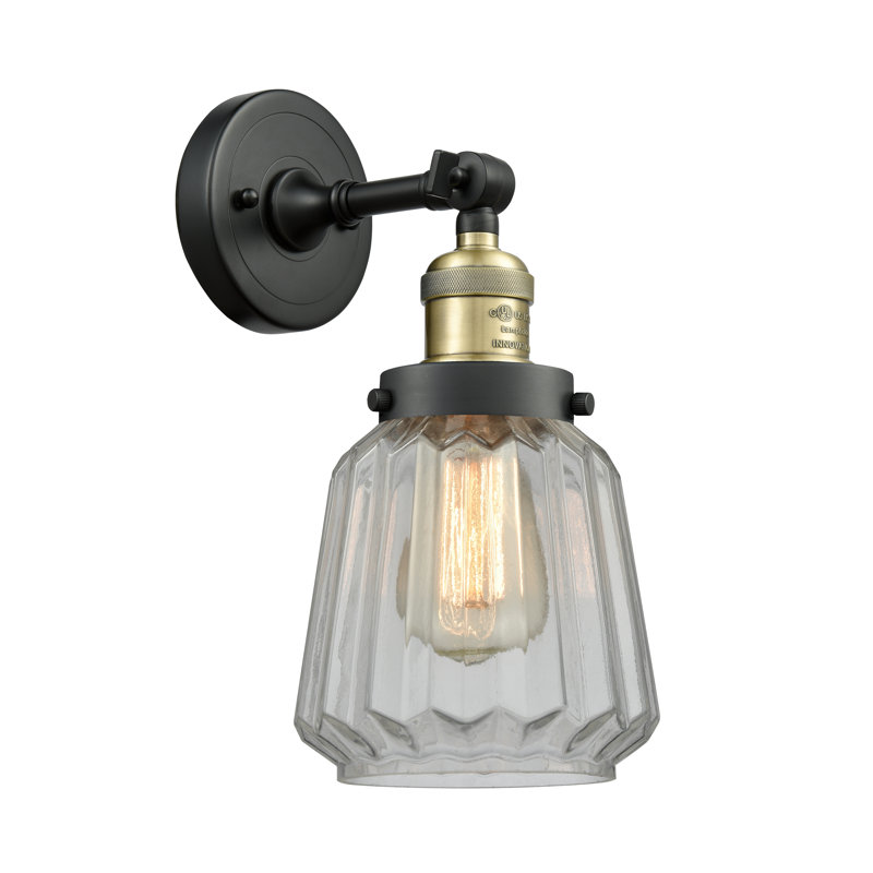 Applique pour salle de bain 1 lumières Vinson, Transparent, Laiton antique noir, Ampoule non incluse