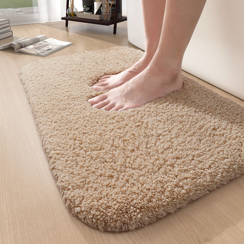 Tapis pour salle de bain Gaenside, L 59 po x l 24 po, Brun clair