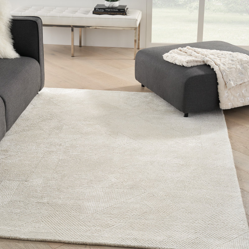 Cattalaya Geometric Area Rug in Ivory, Rectangle 4' x 6'