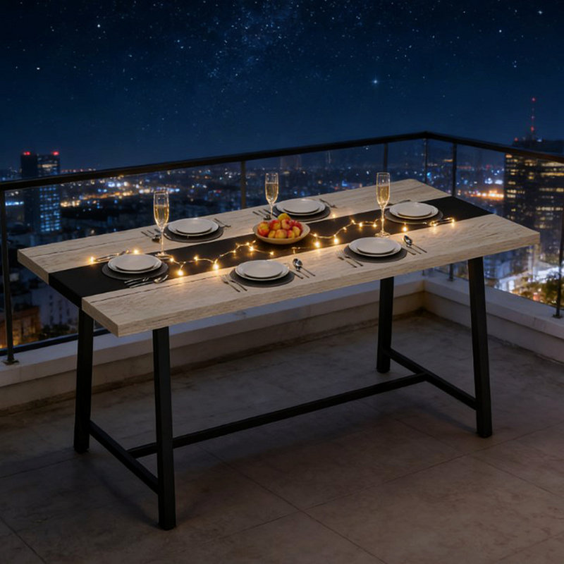 Longue table de salle à manger avec grand plateau et pieds en acier, table de cuisine, pour votre maison