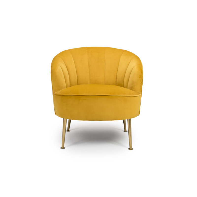 Elisa Velvet Barrel Chair, Yellow