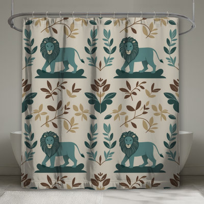 Lion Leaf Pattern Shower Curtains Extra Long
