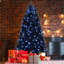 Arbre de Noël noir de 6 pi avec 350 lumières DEL blanches, arbre artificiel 1460 pointes en PE + PVC pour décoration d'Halloween et des Fêtes, structure à charnières avec support en métal stable-96249450