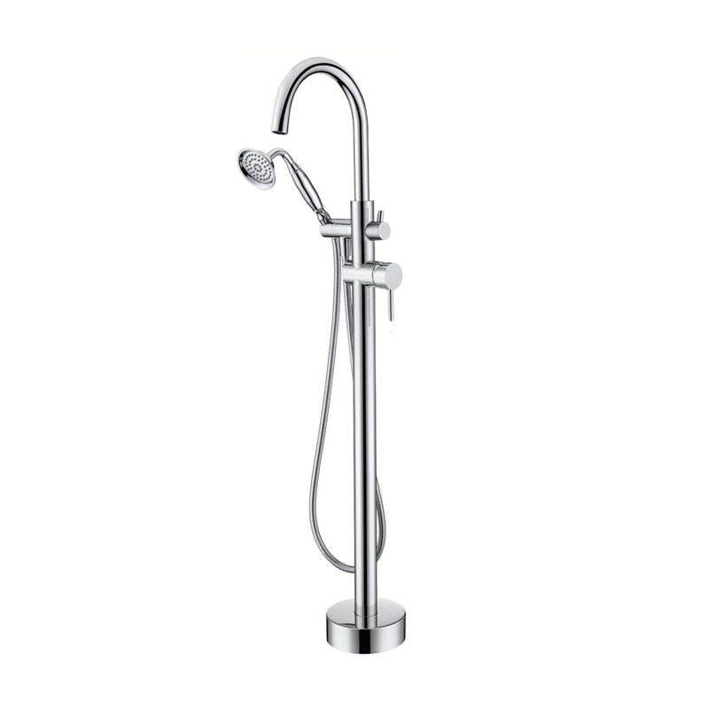 2 Handle Floor Clawfoot Tub Faucet with Diverter, Chrome