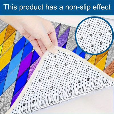 Rainbow Diamond 2-Piece Kitchen Mats Set, Non-Slip Flannel Rugs for Kitchen & Bathroom, 18"×47" & 16"×24"