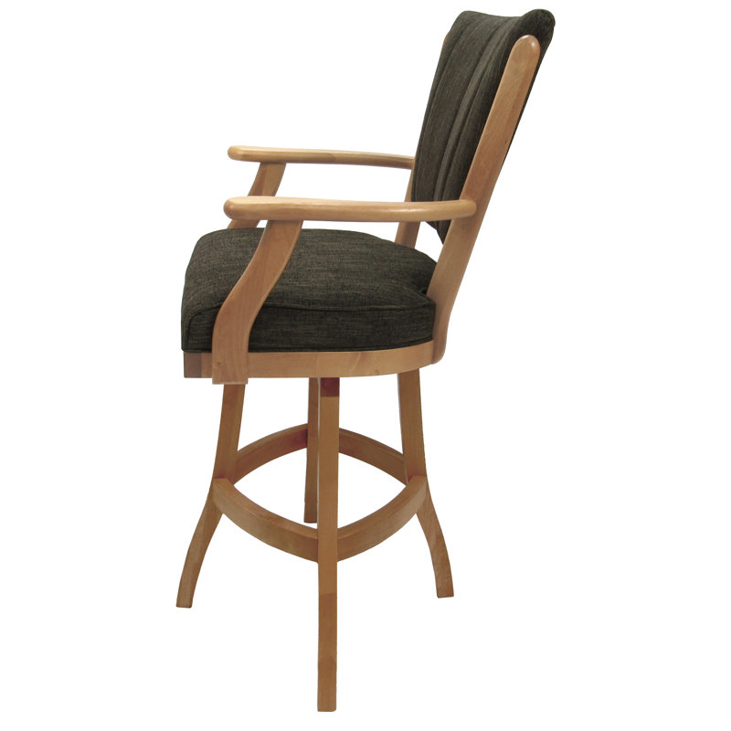 Très grand tabouret pivotant en bois Irminger, Brun Sanora / cadre naturel, Très grand (siège d'une hauteur de 34 po)