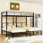 Twin Over Twin And Twin Metal L-Shaped Triple Bunk Bed With Built-In Side Table And Ladder
