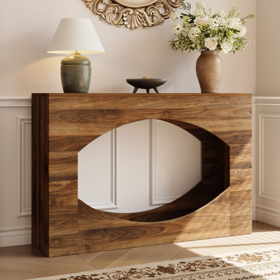 47" Console Table with LED, 2-Tier Entryway Table with Storage, Long Sofa Table Behind Couch, Narrow Farmhouse Accent Tables for Living Room, Hallway, Foyer