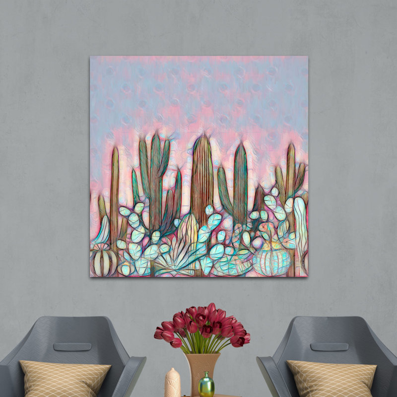 Fleurs de cactus 462 - Impression sur toile tendue, H 8 po x l 8 po x P 1,5 po