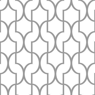 White & Grey Geometric Peel & Stick Wallpaper N05267