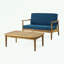 Ensemble de meubles de patio 4 pièces avec coussin moelleux et table en bois