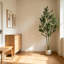 Olivier artificiel de 2,13 m avec pot blanc, grand arbre artificiel aux feuilles et fruits réalistes, idéal pour la décoration de la maison ou du bureau.
