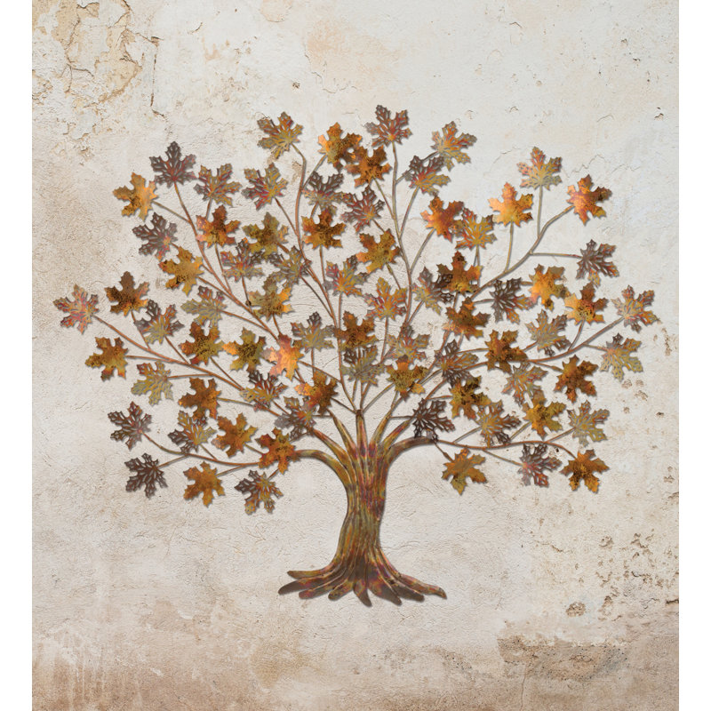 49.5 Inch Wide Tree of Life Metal Outdoor Wall Decor with Multi Color Weather Resistant Finish for Indoor and Outdoor Home Accent