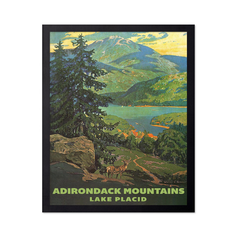 Montagnes Adirondack, Cadre noir, Affiche, H 24 po x l 32 po