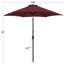 Parasol de marché 9 pi avec bouton poussoir inclinable et manivelle, bourgogne-497803956
