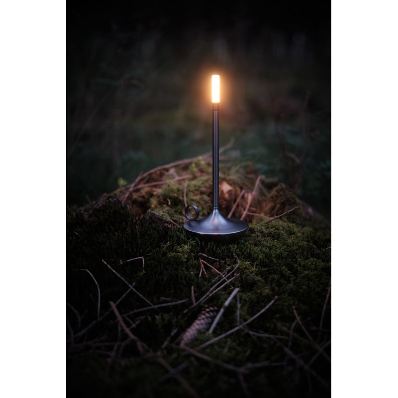 Candle-Inspired Portable Rechargeable Lamp - Wick, 10.2" H x 4.7" W x 4.7" D, Graphite