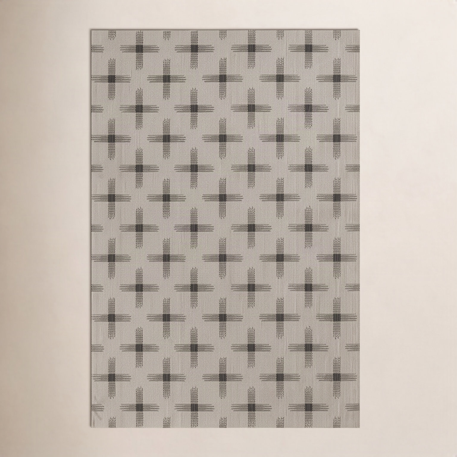 Demetrius Ivory Brown Geometric Outdoor Rug, Rectangle 4'1" x 6'