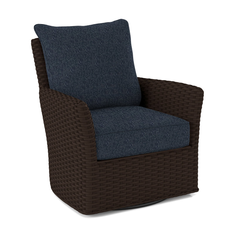 Lanai Upholstered Swivel Armchair, Blue Buffalo Check; 0120-61, Hazel