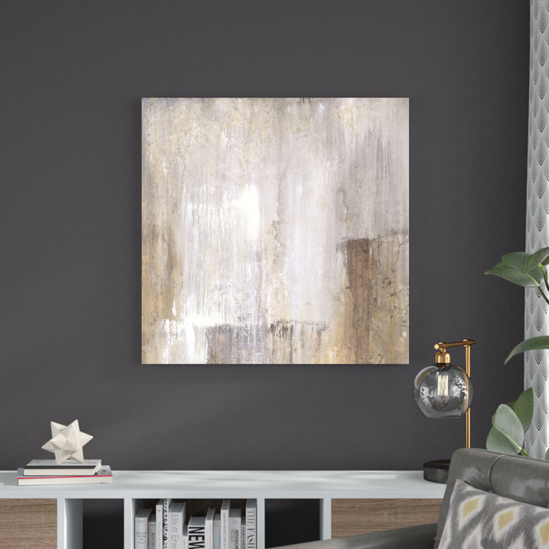 Neutre abstrait I, H 36 po x l 36 po, Non, Toile avec cadre doré