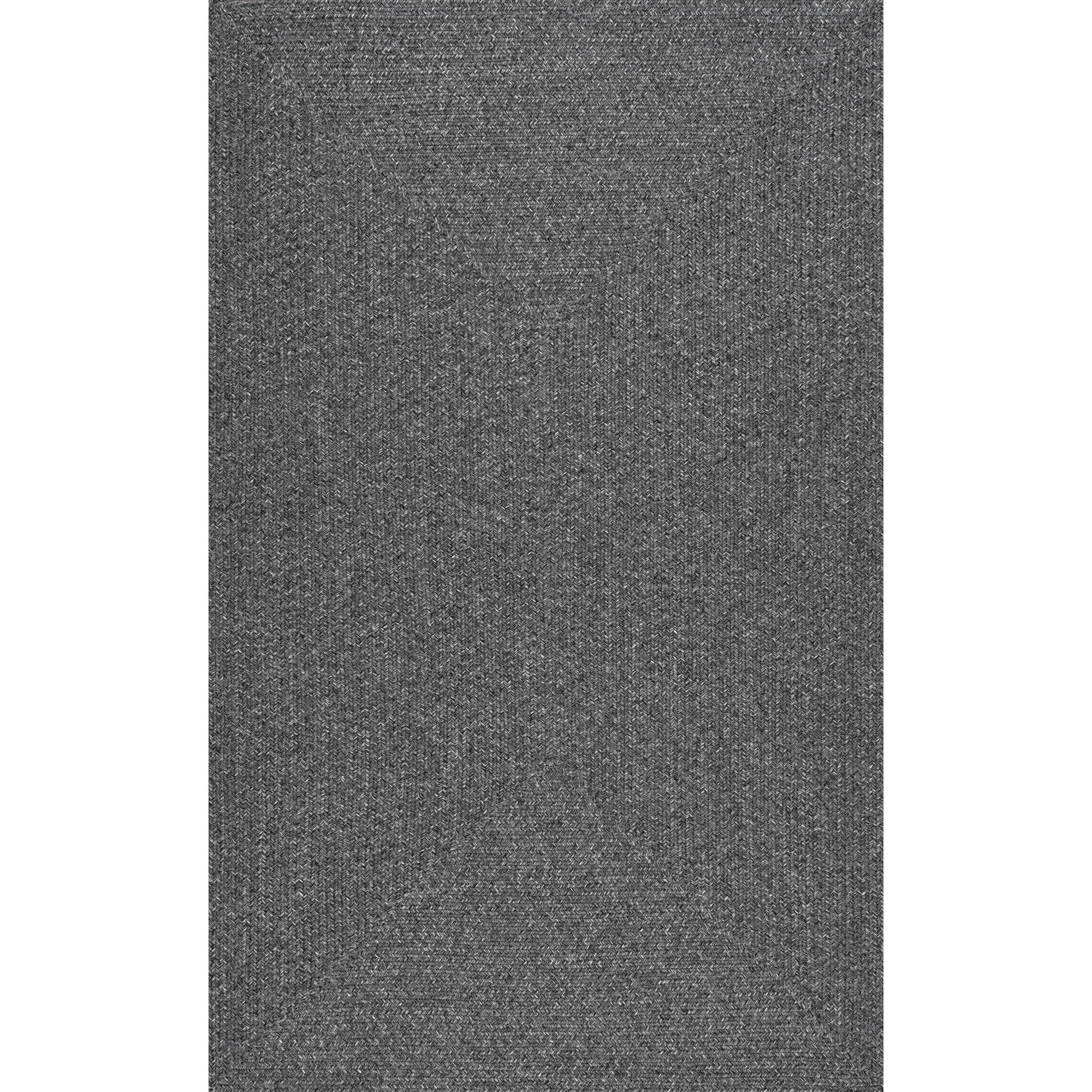 Edie Casual Braided Gray/White Indoor/Outdoor Rug, Gray Silver, Rectangle 7'6" x 9'6"