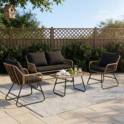 4- Person Outdoor Wicker Patio Conversation Furniture Set