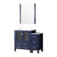 42 po Meuble-lavabo W bleu marine avec armoire latérale, surface en céramique blanche, miroir utile de 28 po, fermeture en douceur et rangement à partir de l'armoire intérieure avec cinq tiroirs à couvercle large, fermeture harmonieuse-1384324960
