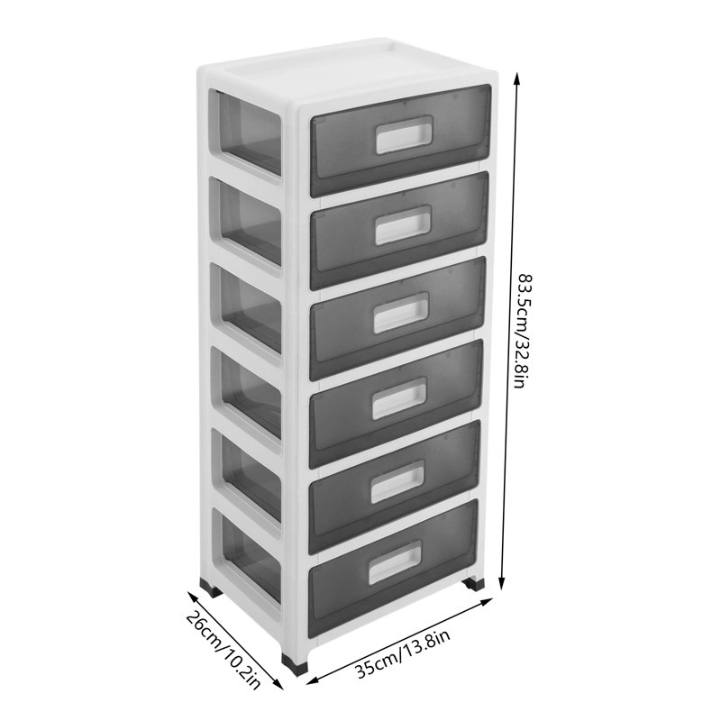 Kyohei 6-Drawer Plastic Desktop/Under Table Organizer, Black/White