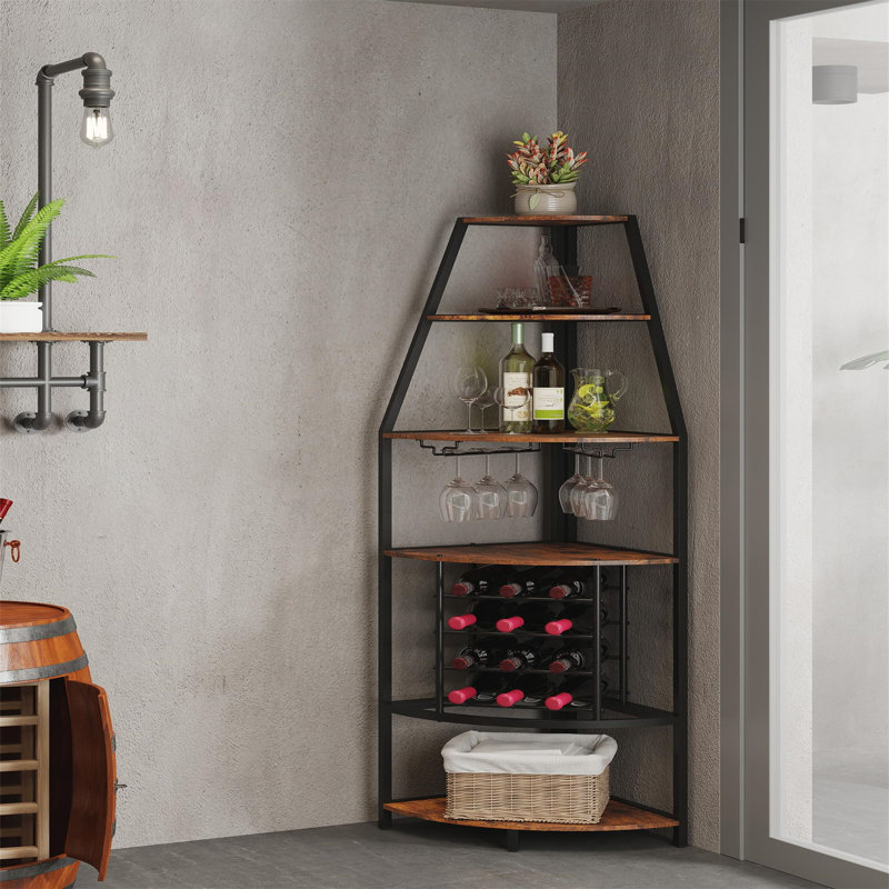 Open Shelving Wine Bottle Rack Brown