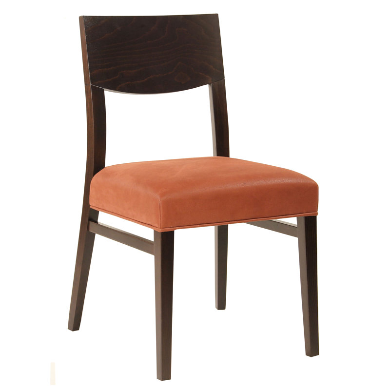 19'' H Dining Chair, Orange, Dark Walnut