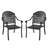 Cast Aluminum Patio Dining Chair 2PCS With Black Frame And Blue Cushions