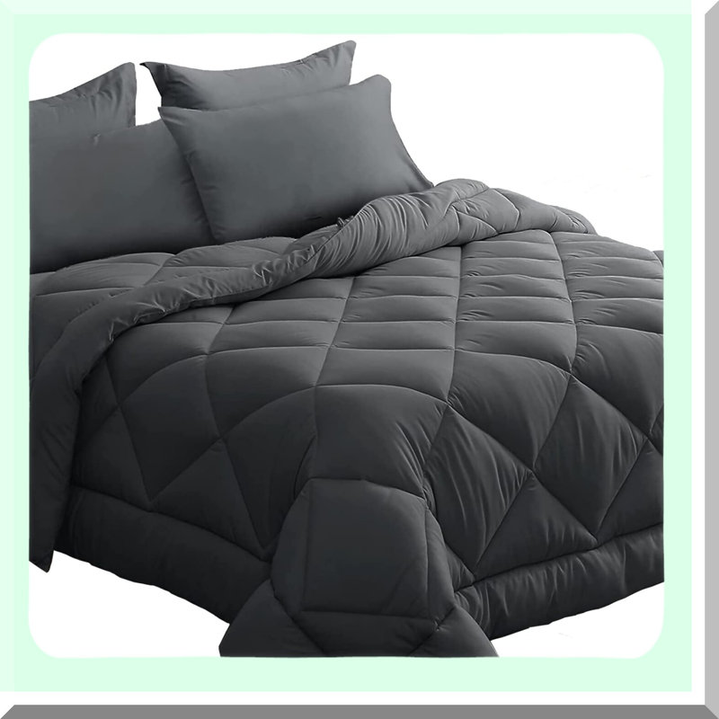 Luxury Reversible Bedding Set - 7 Piece Comforter Set with Pillowcases, Shams, and Sheets - All Season Bed in a Bag - Comforter Set